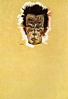 Egon Schiele Canvas Paintings - Head of a man